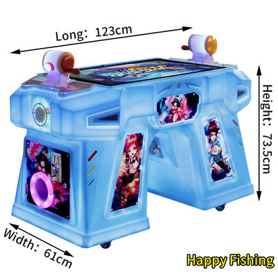 Mesin hiburan yang dioperasikan koin biru Dua Orang Arcade Fishing Joystick Game Console