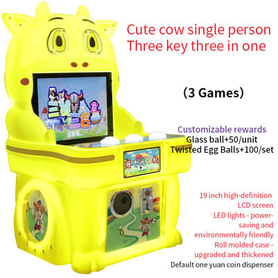 High Quailty Cute Cow Tiga Kunci Tiga Dalam Satu Single-Player Button Arcade Game 19-Inch