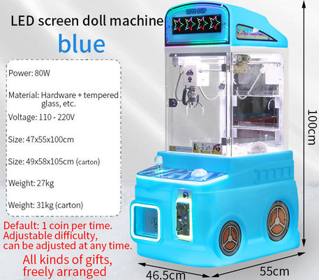 Mesin Game Anak-anak Customized Biru Berfungsi Koin Plush Toy Arcade Game